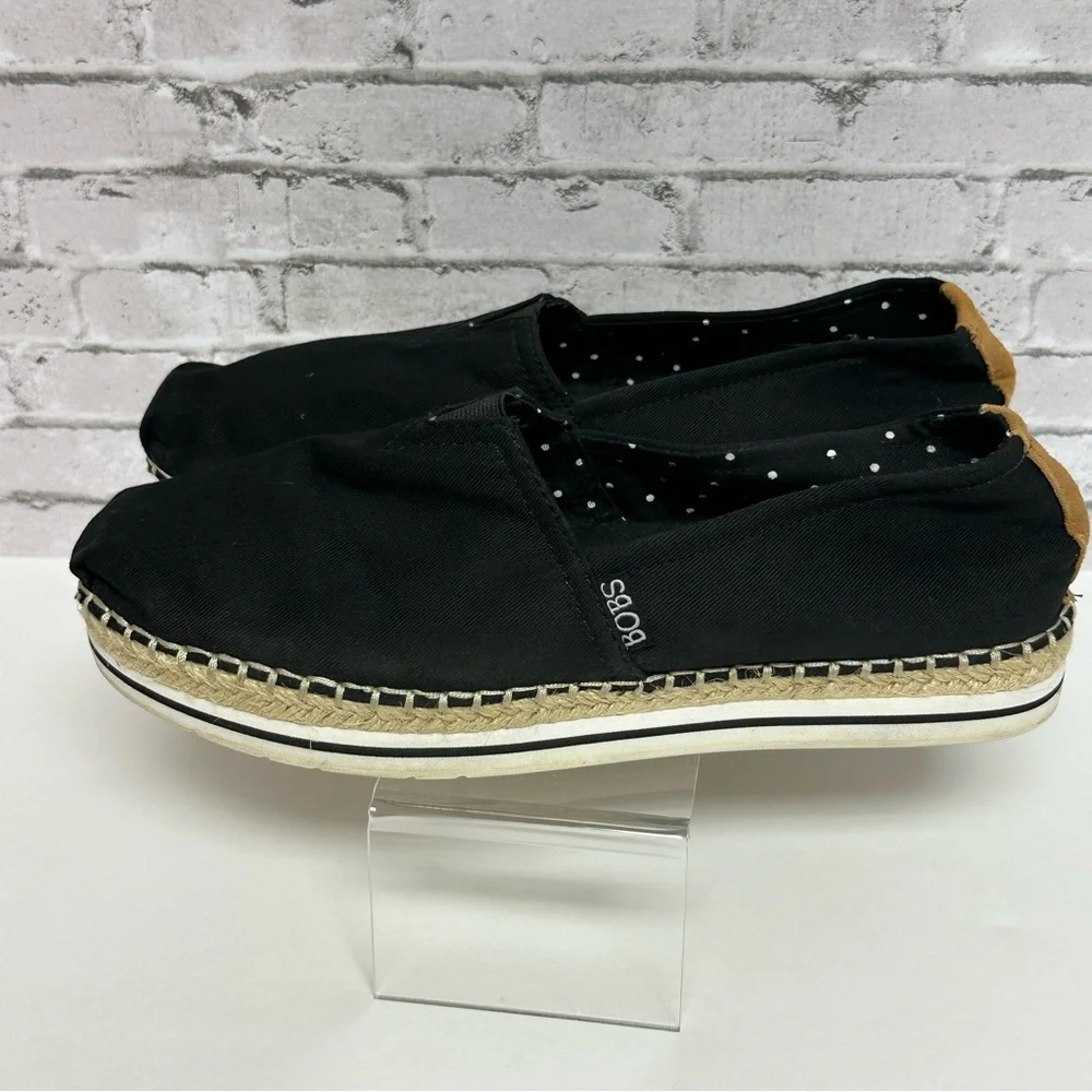 Bobs from Skechers Shoes Womens 8 Breeze Espadrille Black Canvas Comfort 32719